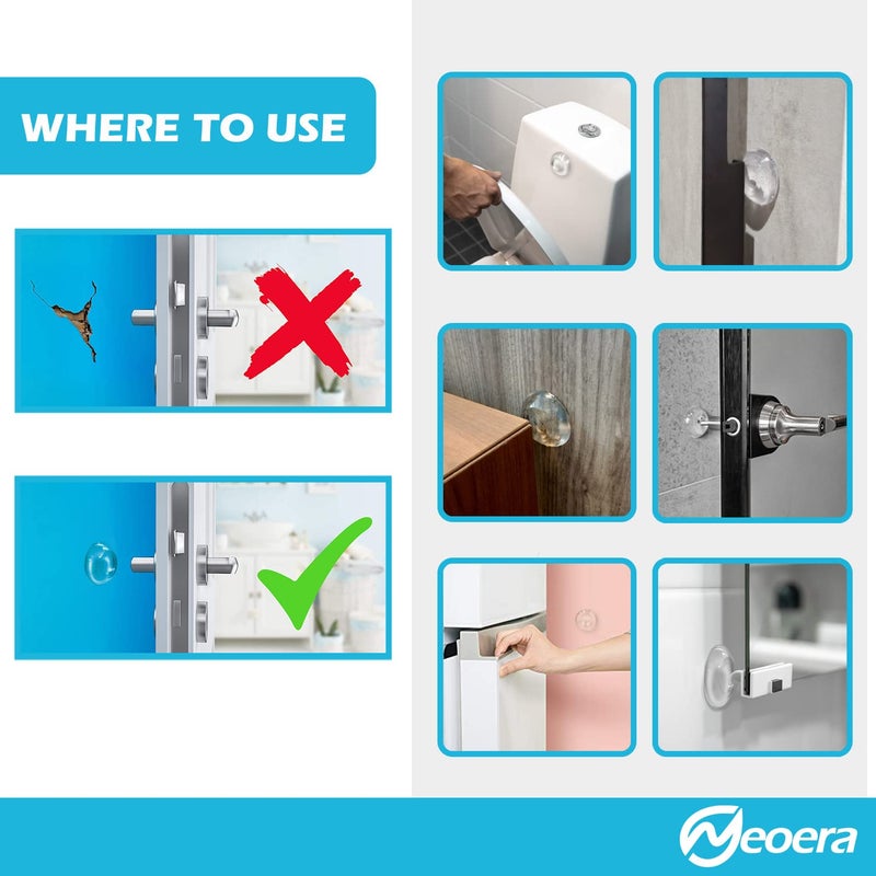 Neoera Door Stopper Wall Protector (Clear, 8pack)-Quiet, Shock Absorbent Gel - Adhesive Reusable Bumper Protector, Wall Shield & Silencer for Door Handle, Soft Rubber Round Door Stop 1.57 inch - Image 2